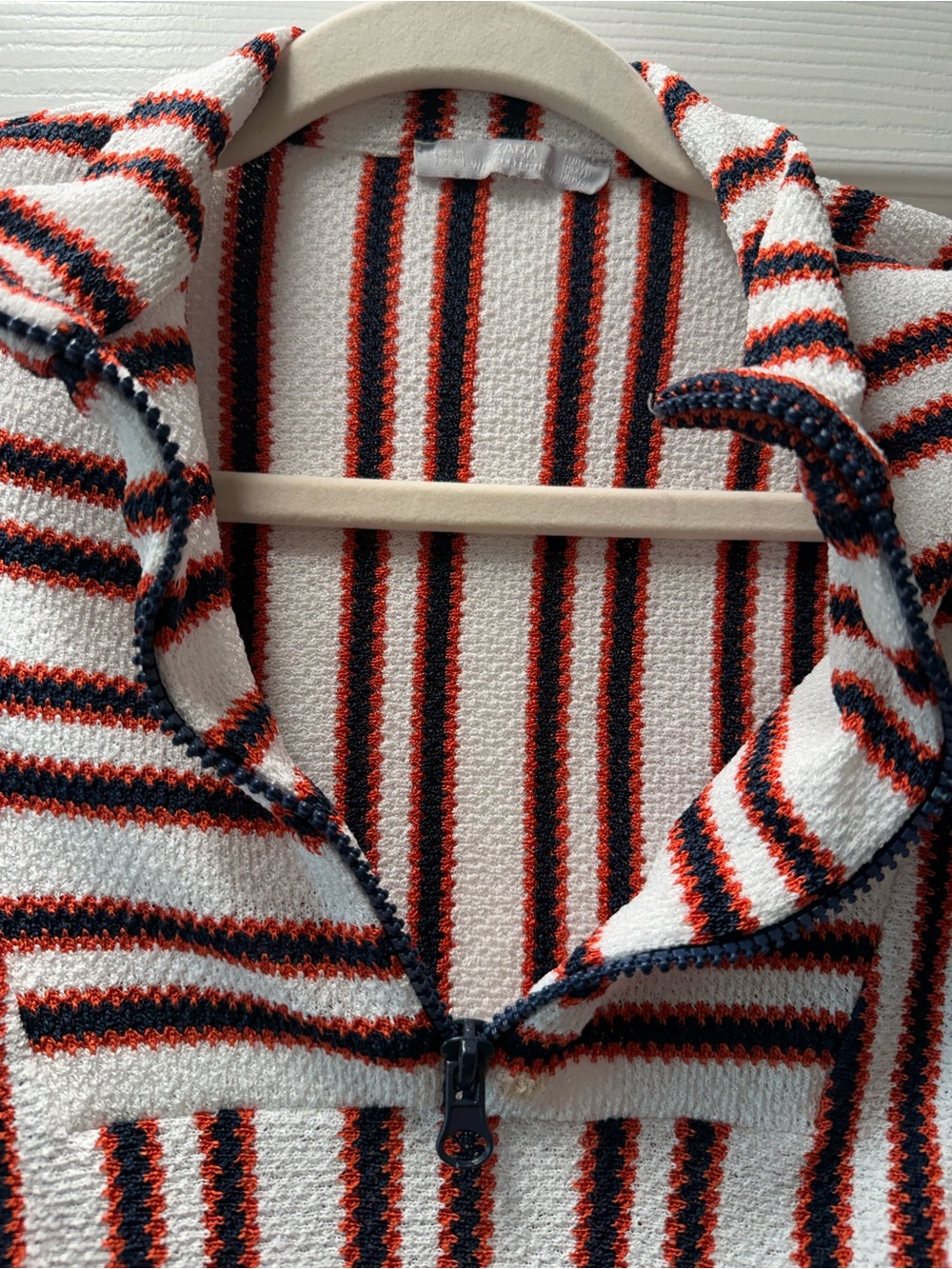 Striped Knit like Dress - White, navy & orange Stripes - Picture 2 of 4